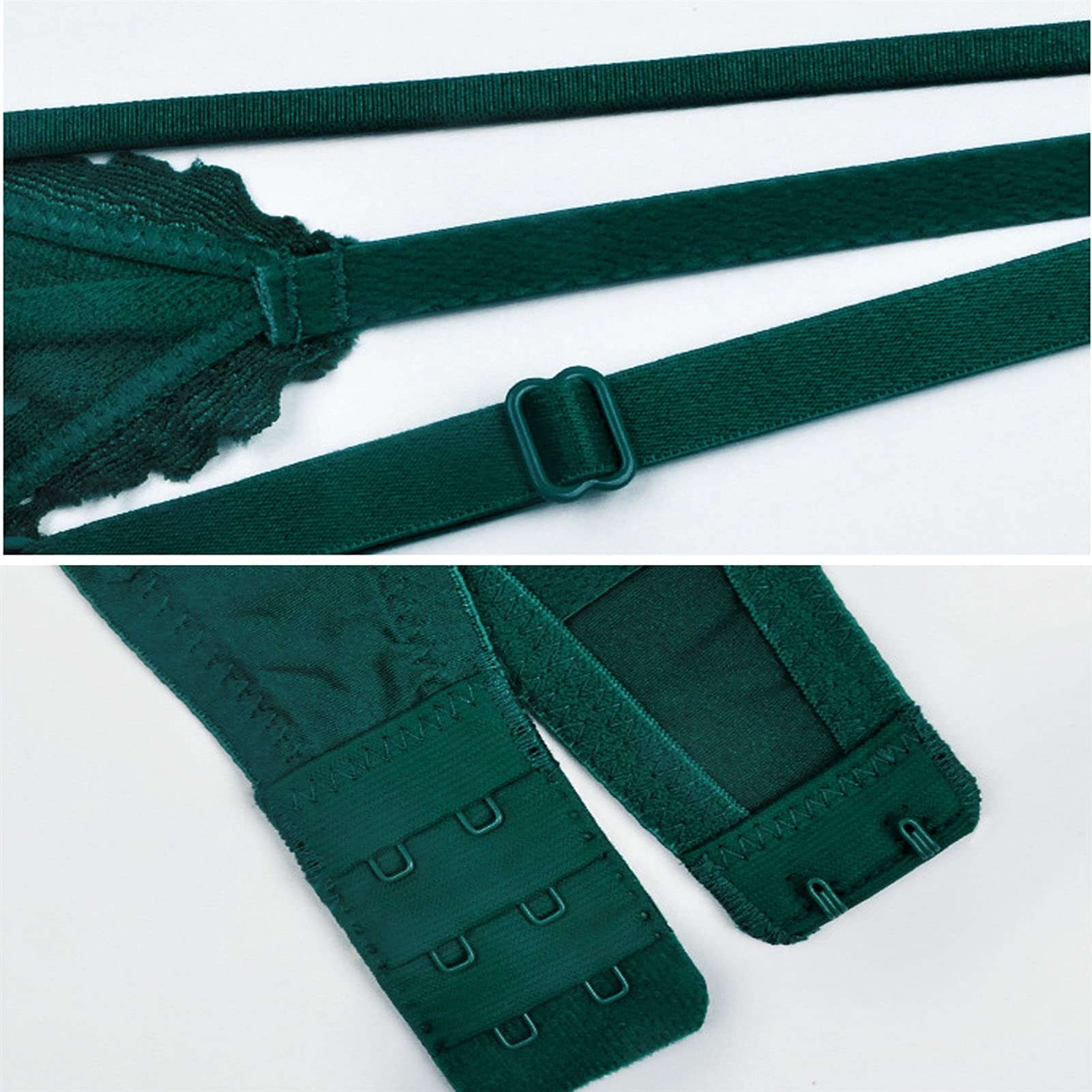 Conjunto de sujetador y bragas para mujer, sexy y ultrafino sin alambre, estilo clásico, bralette y tanga (color: verde, tamaño: 70 C)