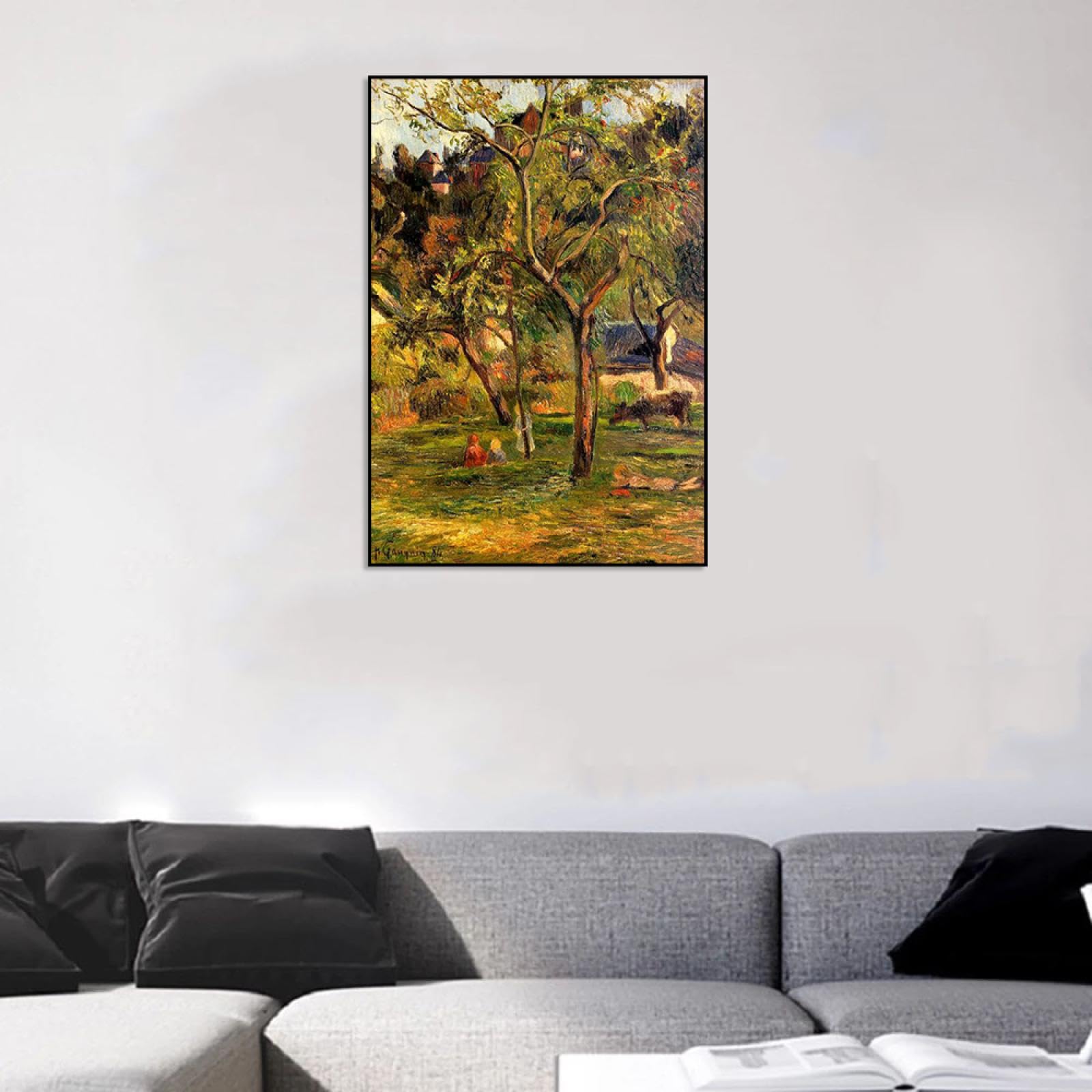 Phyrek123 Paul Gauguin Láminas artísticas Reproducciones de pinturas famosas Children in the Pasture Cuadros de arte de pared de lienzo para decoración 80x120cm Enmarcado negro