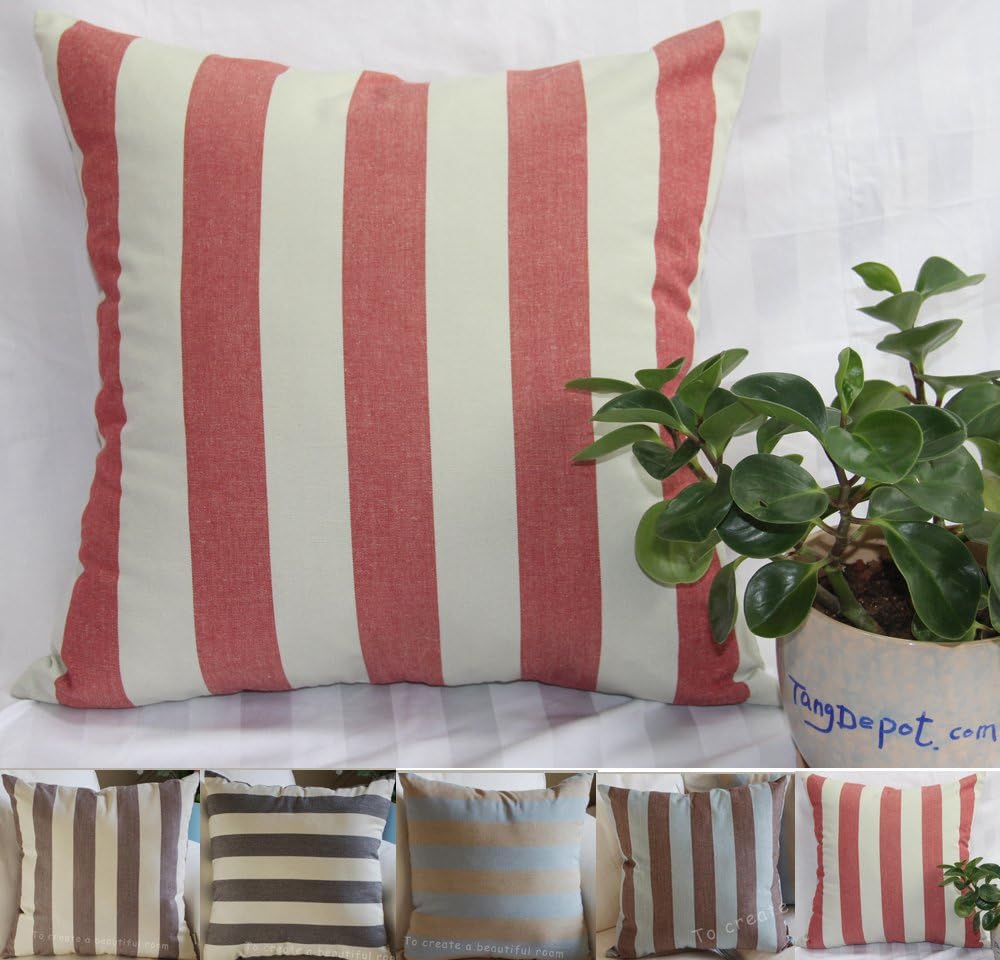 TangDepot Decorative Handmade Striped Cotton Throw Pillow