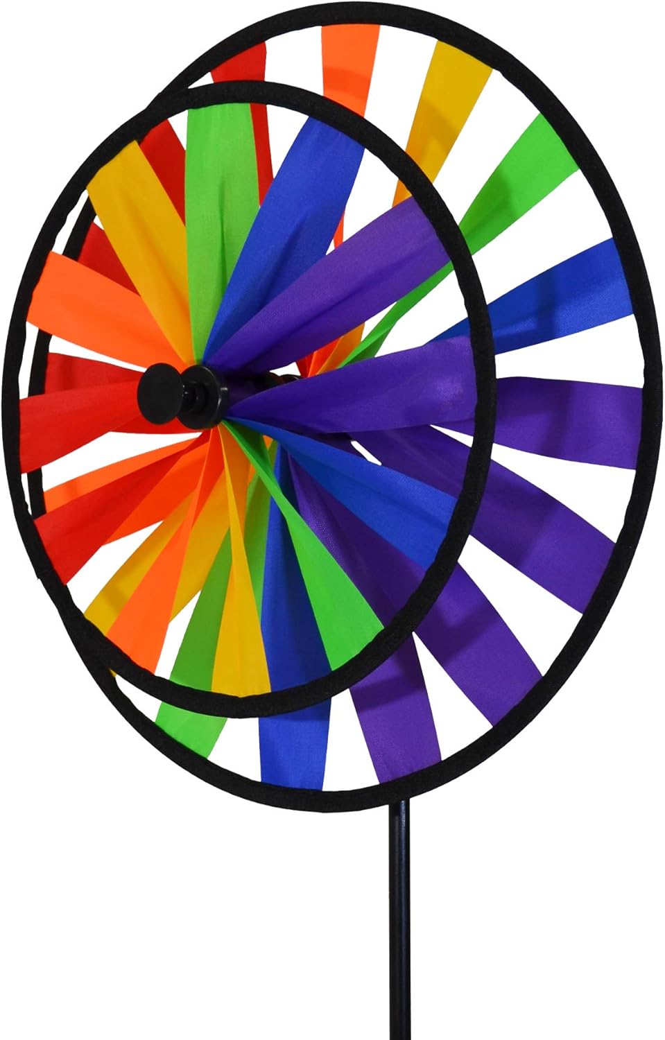In The Breeze Rainbow Triple Wheel Spinner- Ground Stake Included - Colorful Wind Spinner for your Yard and Garden : Everything Else