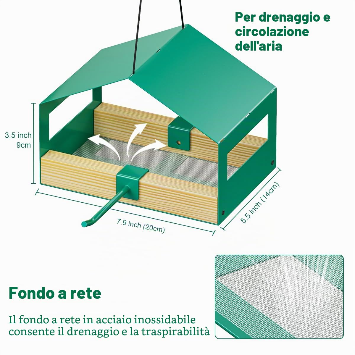FANHAO Mangiatoia per Uccelli, Casette in metallo Dispenser di Mangime da Esterno, Decorazione da Giardino