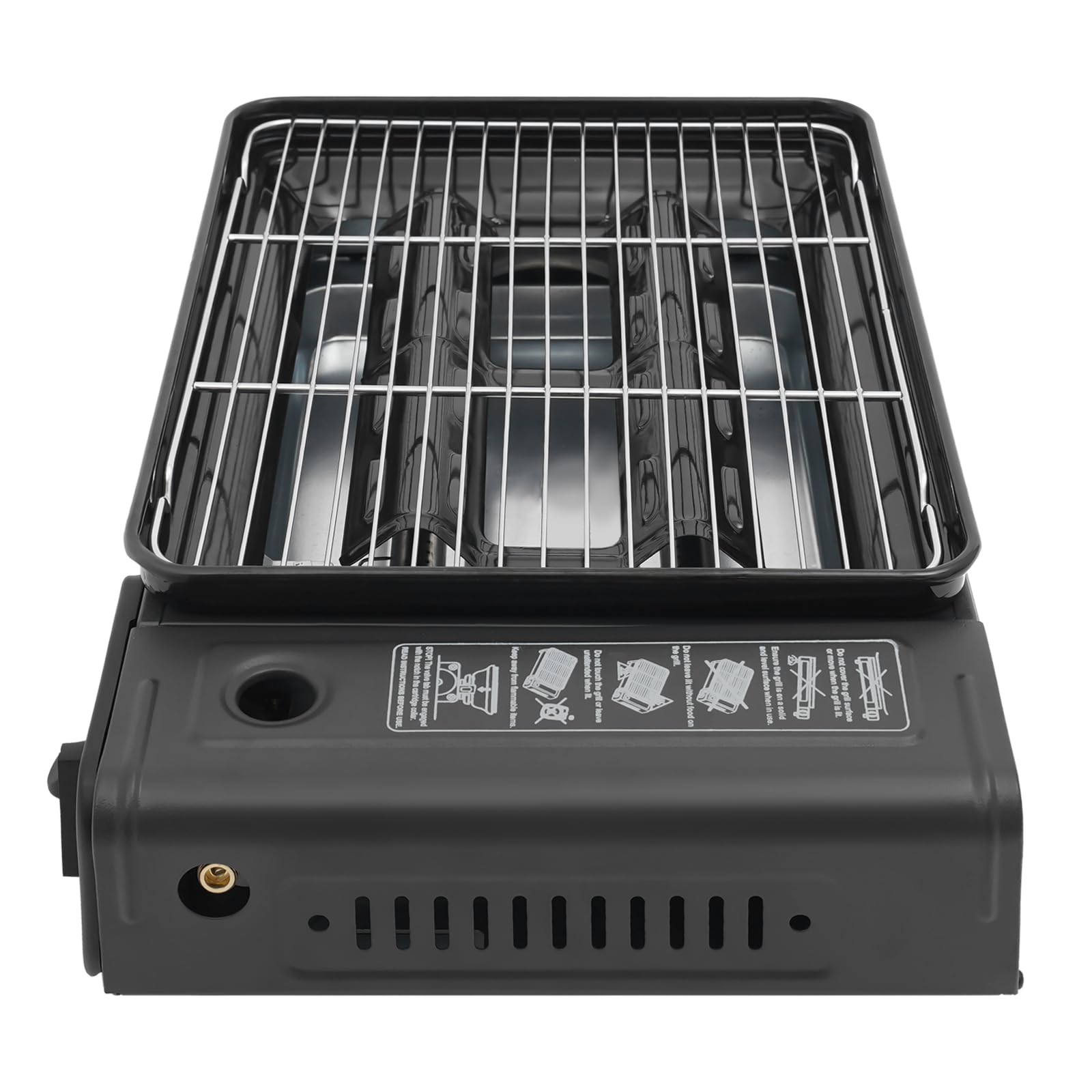 Camping Gasgrill, 2200W Tischgasgrill, Tragbarer Gasgrill mit Fettbehälter und Tragetasche, Gaskocher Camping Kocher, Campinggrill Gas, Gaskocher Set für Terrasse, Balkon und Garten
