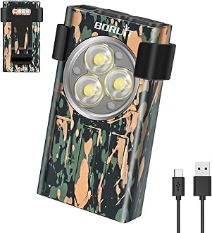 BORUIT V10 LED Small Powerful EDC Flashlight with Red UV Green Blue Yellow Light,Super Bright 1000 LM USB C Rechargeable Powered Mini Pocket Keychain Flash Light-14 Modes,Tail Magnet,Beeping Sound