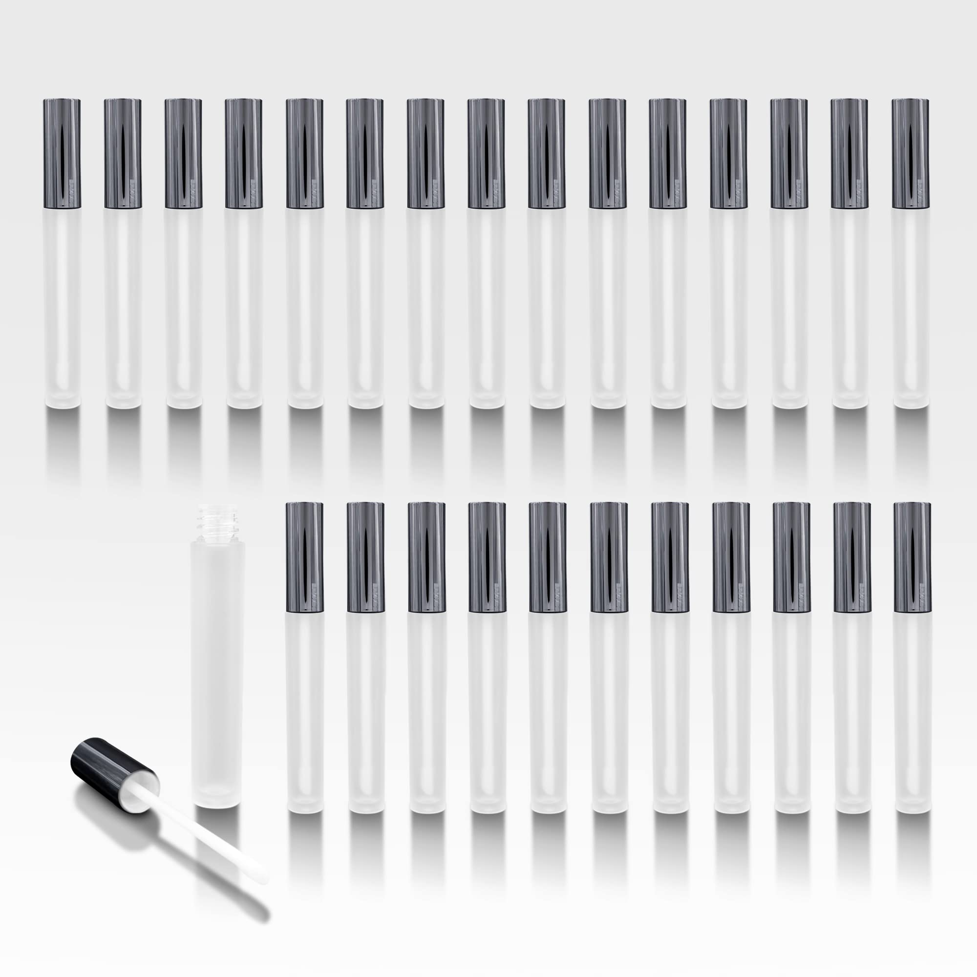 Cosmetic Packaging Now Vibe Frosted Lip Gloss Tubes w Shiny Silver Cap Doe Foot Wand Carton - 336