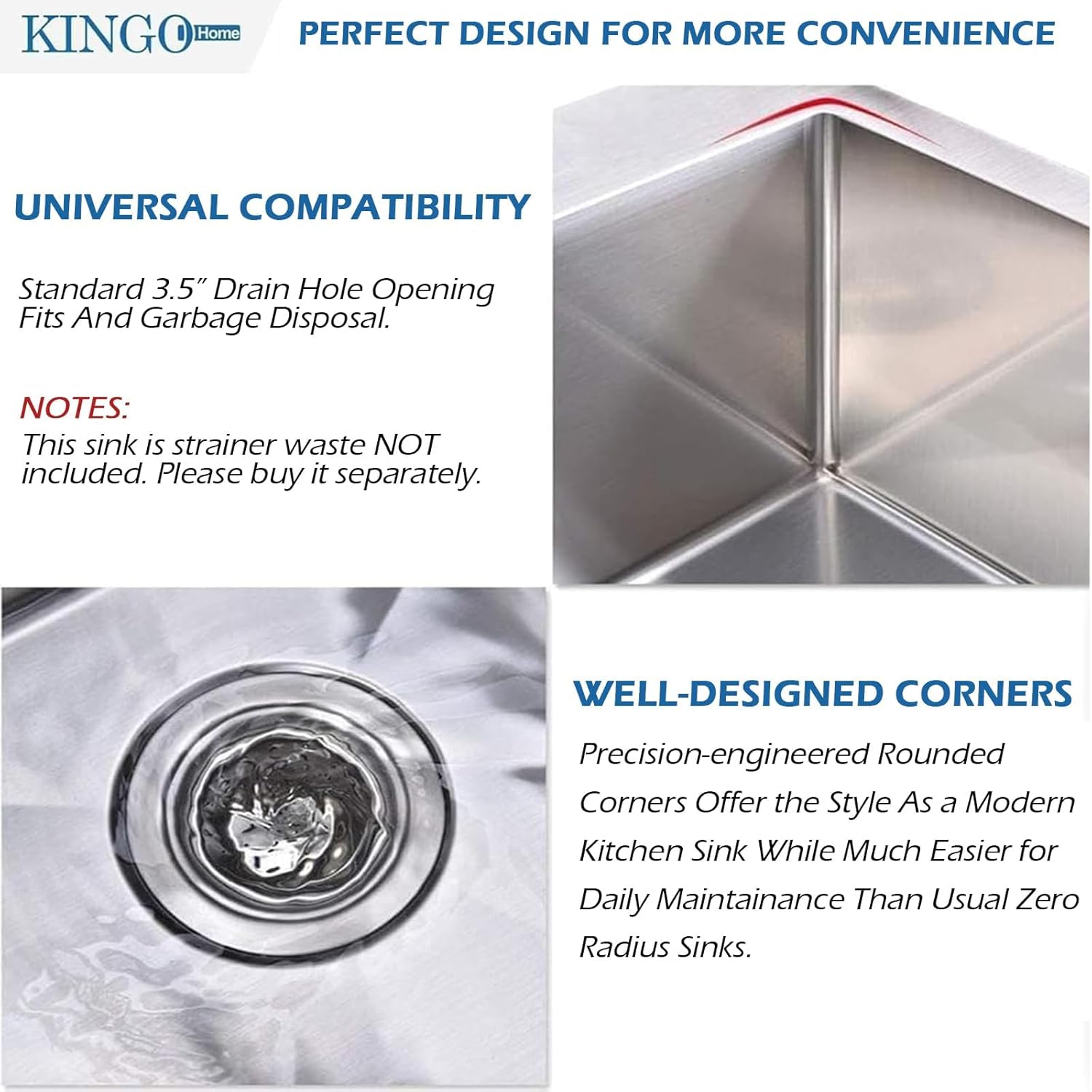 KINGO HOME 28 Inch Drop in Kitchen Sink, 304 Stainless Steel Single Bowl Basin, Top Mount 16 Gauge 28x18 Inch Brushed Nickel Dishwasher Sinks for Workstation, RV, Laundry, Commercial and Bar Sink