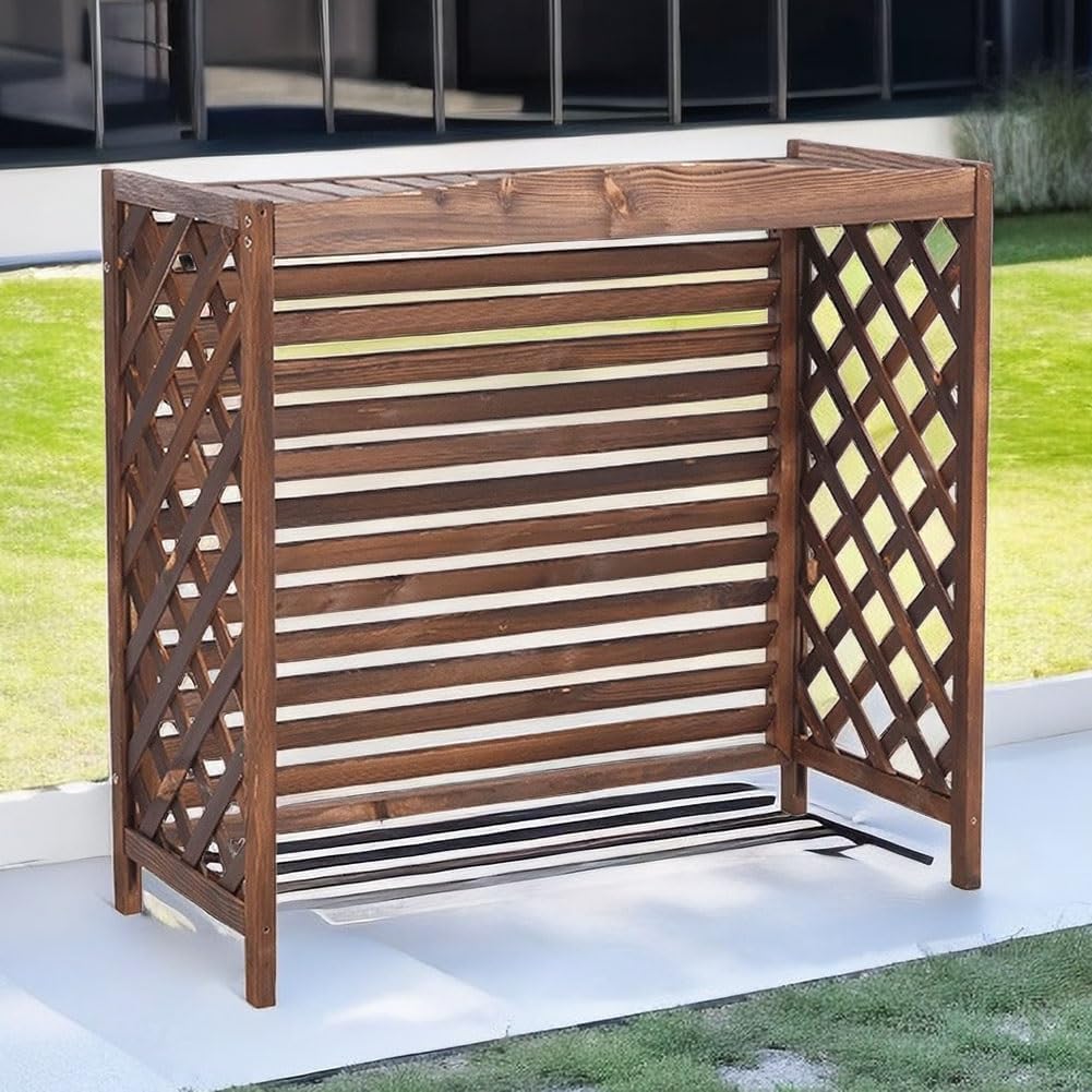 Clôture pour climatiseur extérieur en bois : jardinière de terrasse et cache-radiateur robuste