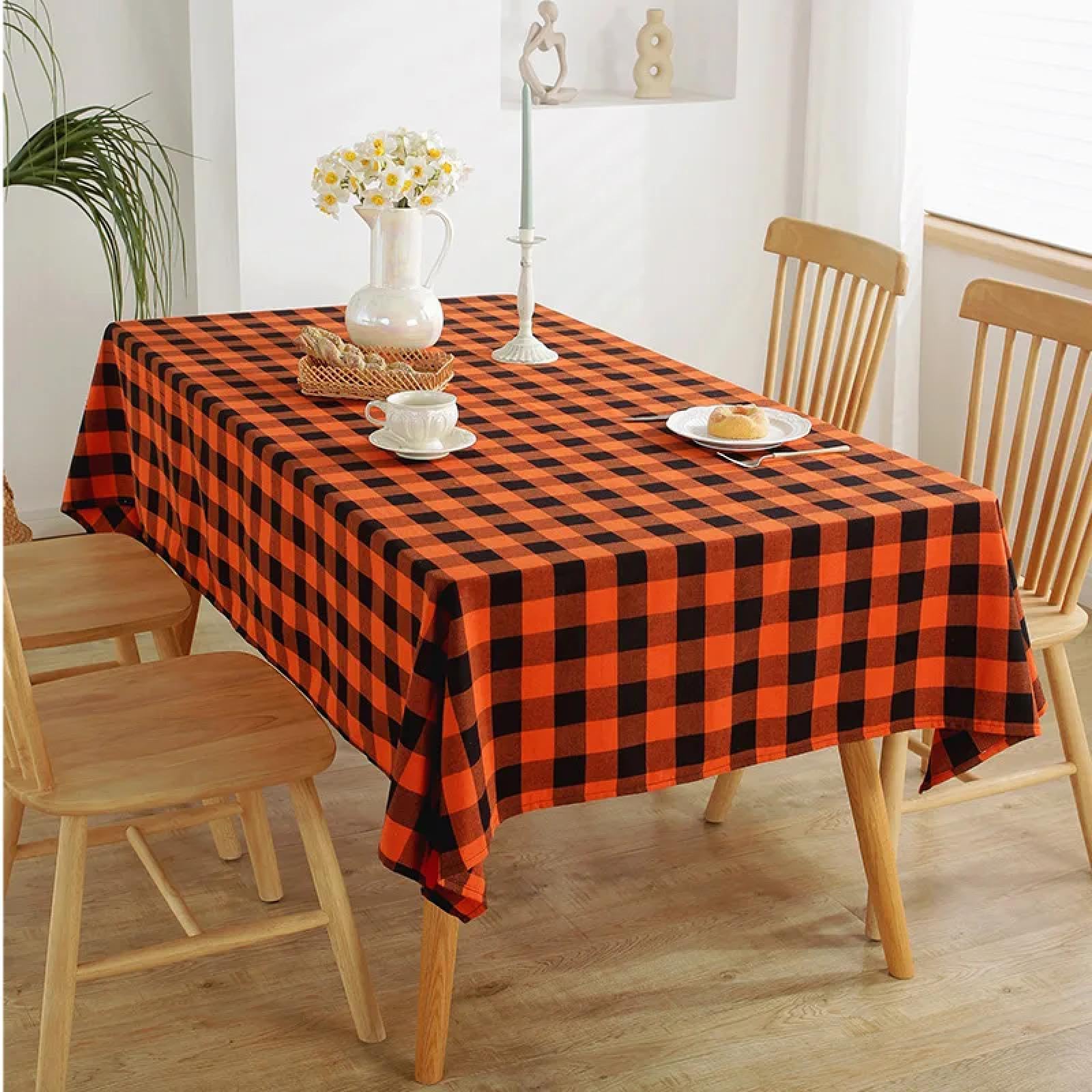 Nappe à carreaux orange et noir 140x140 nappe polyester décoration