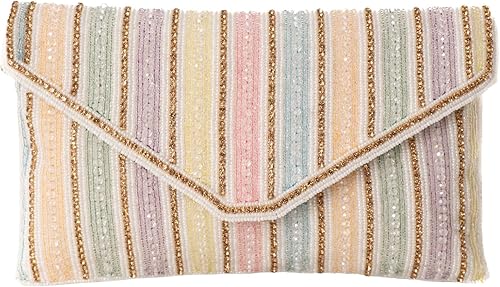 Clutch - Bolso de mano con cuentas de vidrio multicolor | Monederos para mujer Elegante bolso de noche para fiestas, bodas | Beaded