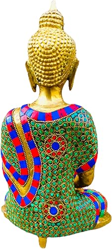 Miniatura 2 de QT S Buddha - Estatua de latón con acabado de piedra (NO-25) de alto, 11 pulgadas de alto, ídolo antiguo de Buda tibetano Dhyana Mudra para