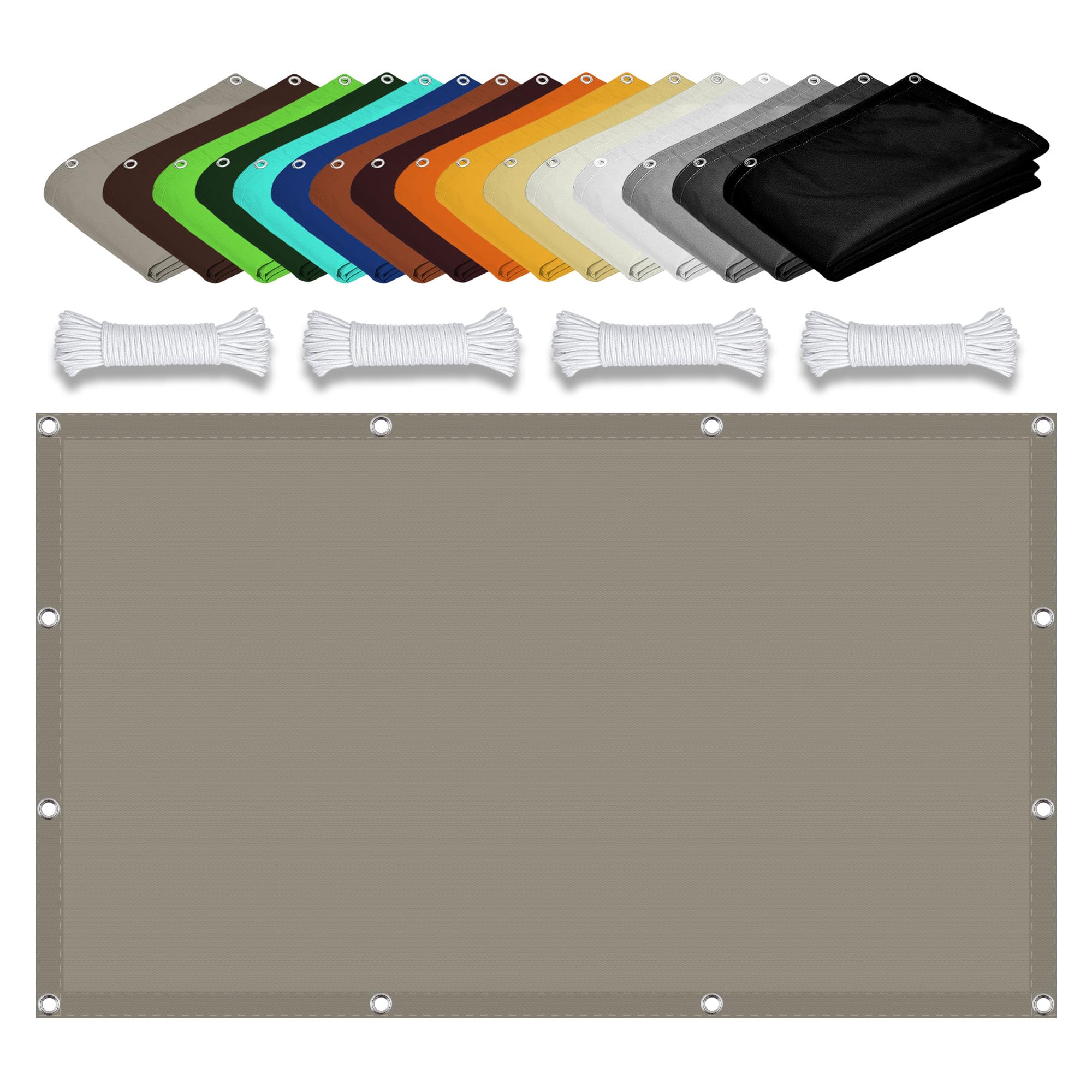 Voile d'ombrage rectangulaire 180x600 avec oeillets bâche pergola terrasse taupe