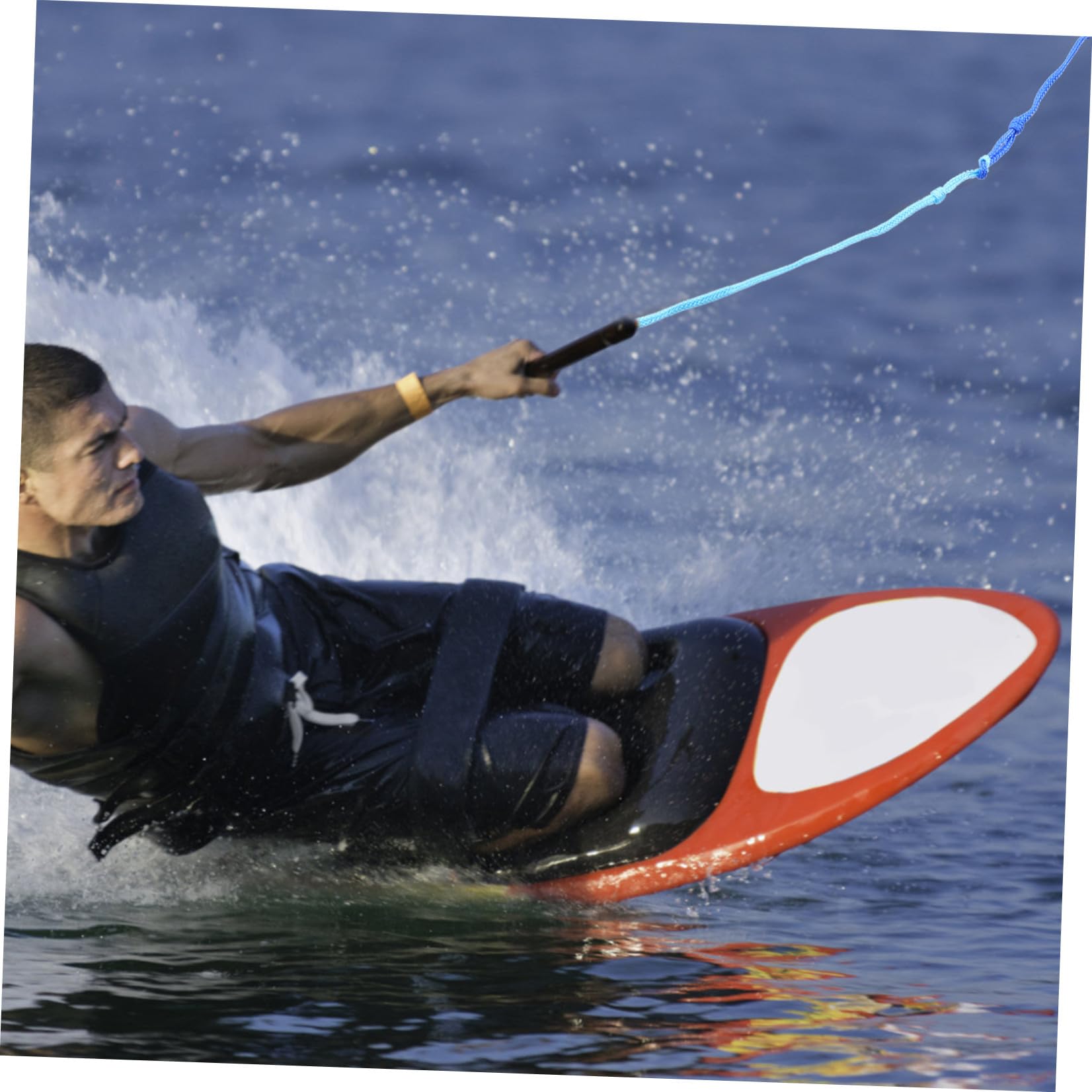VILLCASE Cuerda de Esquí Acuático de Nylon Negro Ligera y Fácil de Manejar Asa para Wakeboard y Kneeboard, Cuerda de Remolque para Barco de 1 Sección Color Aleatorio