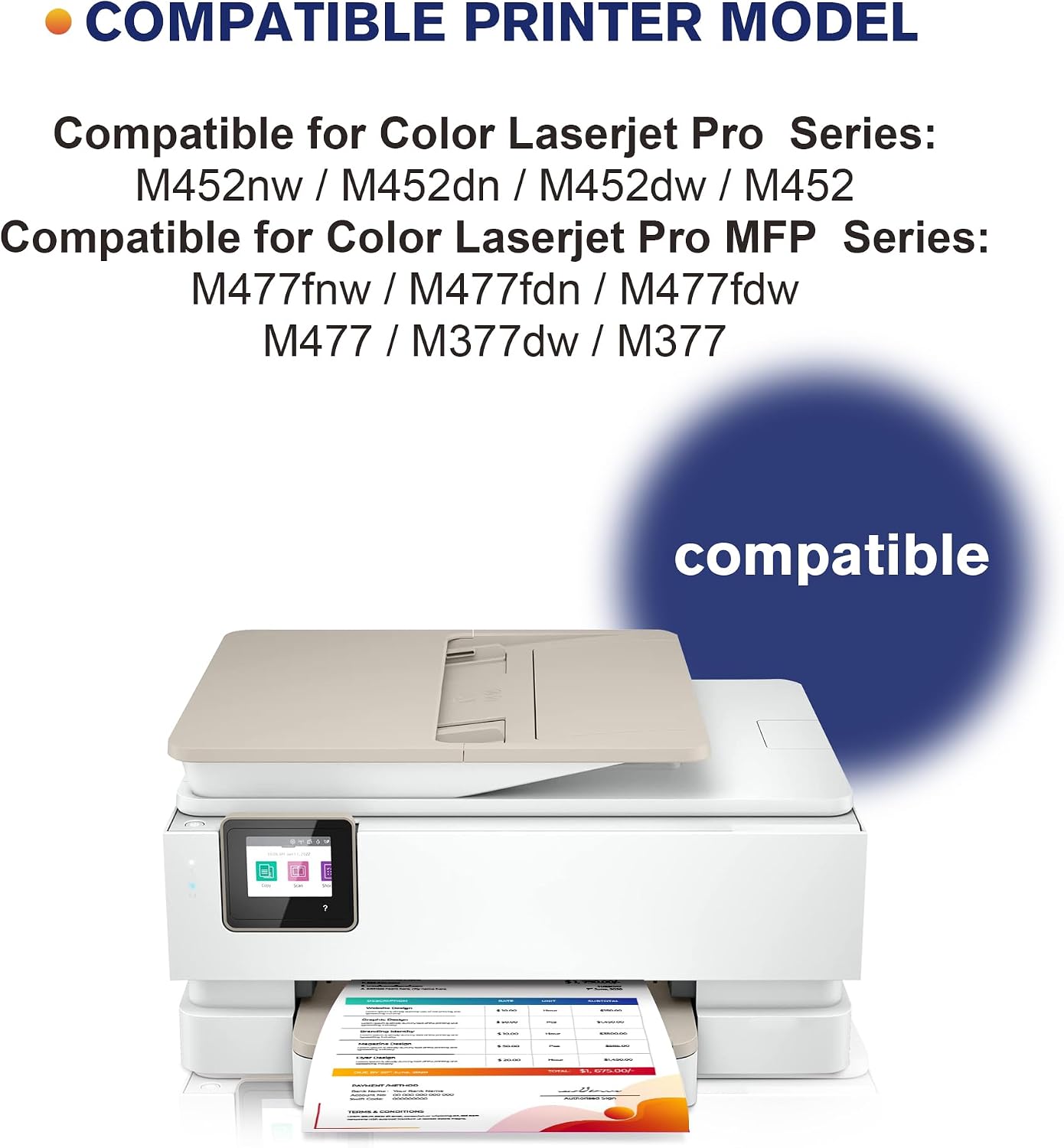 410A Toner Cartridges Replacement for HP 410A CF410A CF411A CF412A CF413A 410X to use with Color LaserJet Pro MFP M477fdw M477fdn M477fnw Pro M452dn M452nw M452dw Printer Toner(4 Pack)