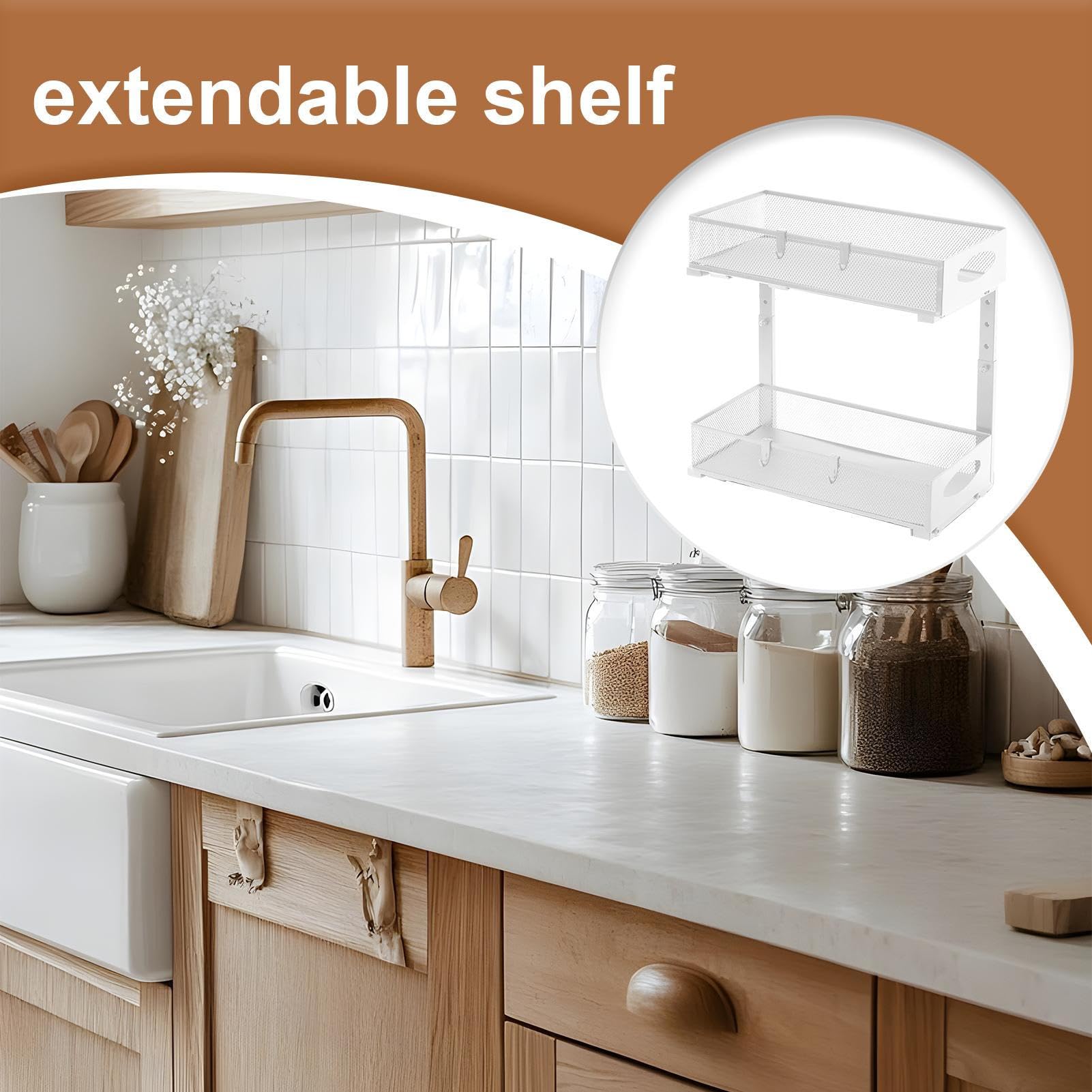 Organizador para Debajo del Lavabo del Baño Organizador De Almacenamiento | Estante Organizador Ajustable En Altura Para Cocina Armario Hogar Cuarto De Lavado Y Baño