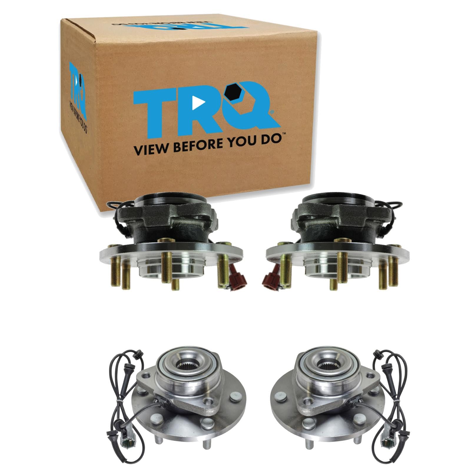 TRQ 2 Piece Front Rear Wheel Bearing &amp; Hub Assembly Set
