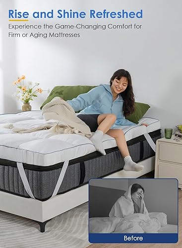 Miniatura 4 de QUEEN ROSE Cubrecolchón tamaño Queen, cubrecolchón acolchado para aliviar el dolor de espalda, extra grueso, suave, bolsillo de 8 a 21 pulgadas de