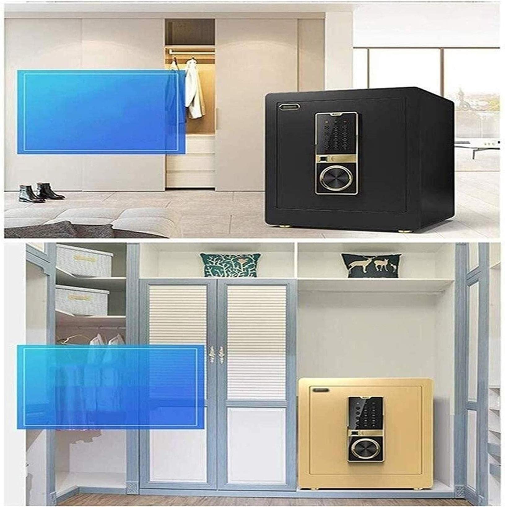 RLKHXBS Safe,Home Safe, Home Digital Safes, File Password Wall Mounted Fireproof Safe with Key Key Safe (Color : Gold)