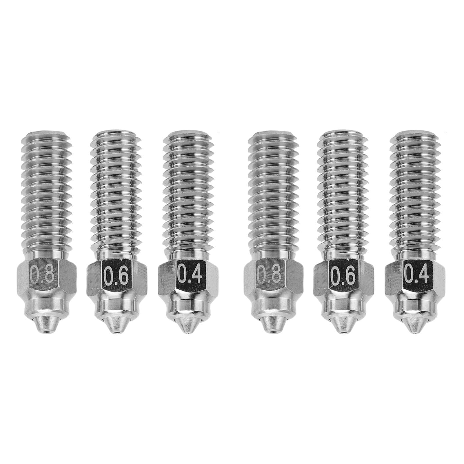 Ugello per stampante 3D Set di ugelli Hotend bimetallici in acciaio temprato ad alte prestazioni per K1 K1 Massimo CR-M4 Ender 3 V3 KE CR10 SE 0.4 0.6 0.8mm Confezione da 6