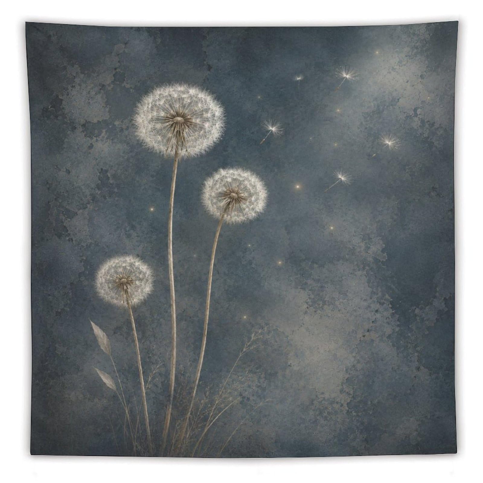 W7C8U2X3 Dandelion Night Wall Tapestry, Botanical Watercolor, Entryway