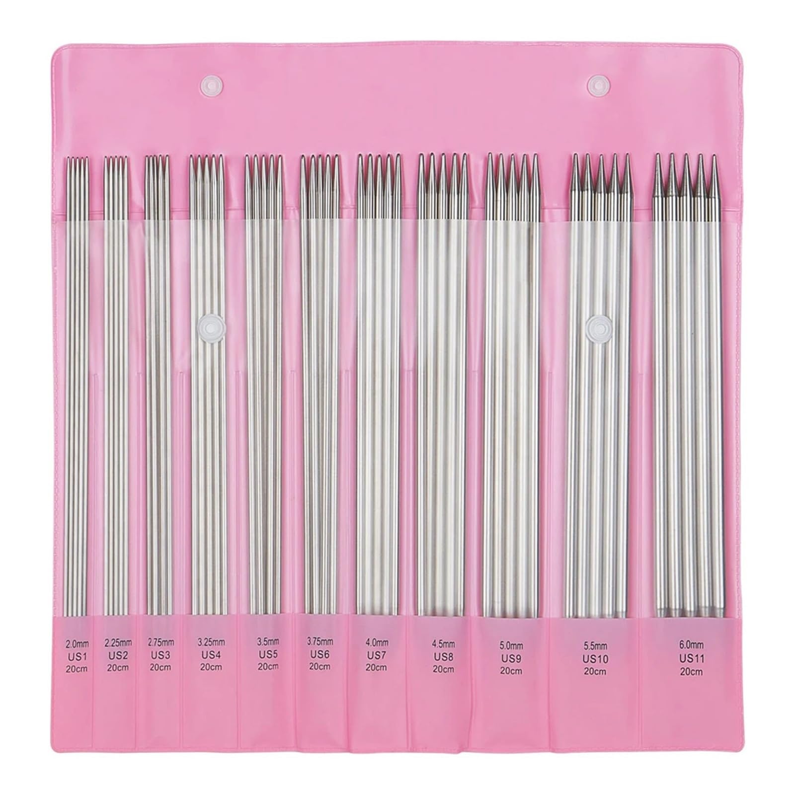 Knitting Needles 55Pcs/Set 20cm Double Pointed Stainless Steel Knitting Needles Set Pins Beginners DIY Weave Sewing Tools