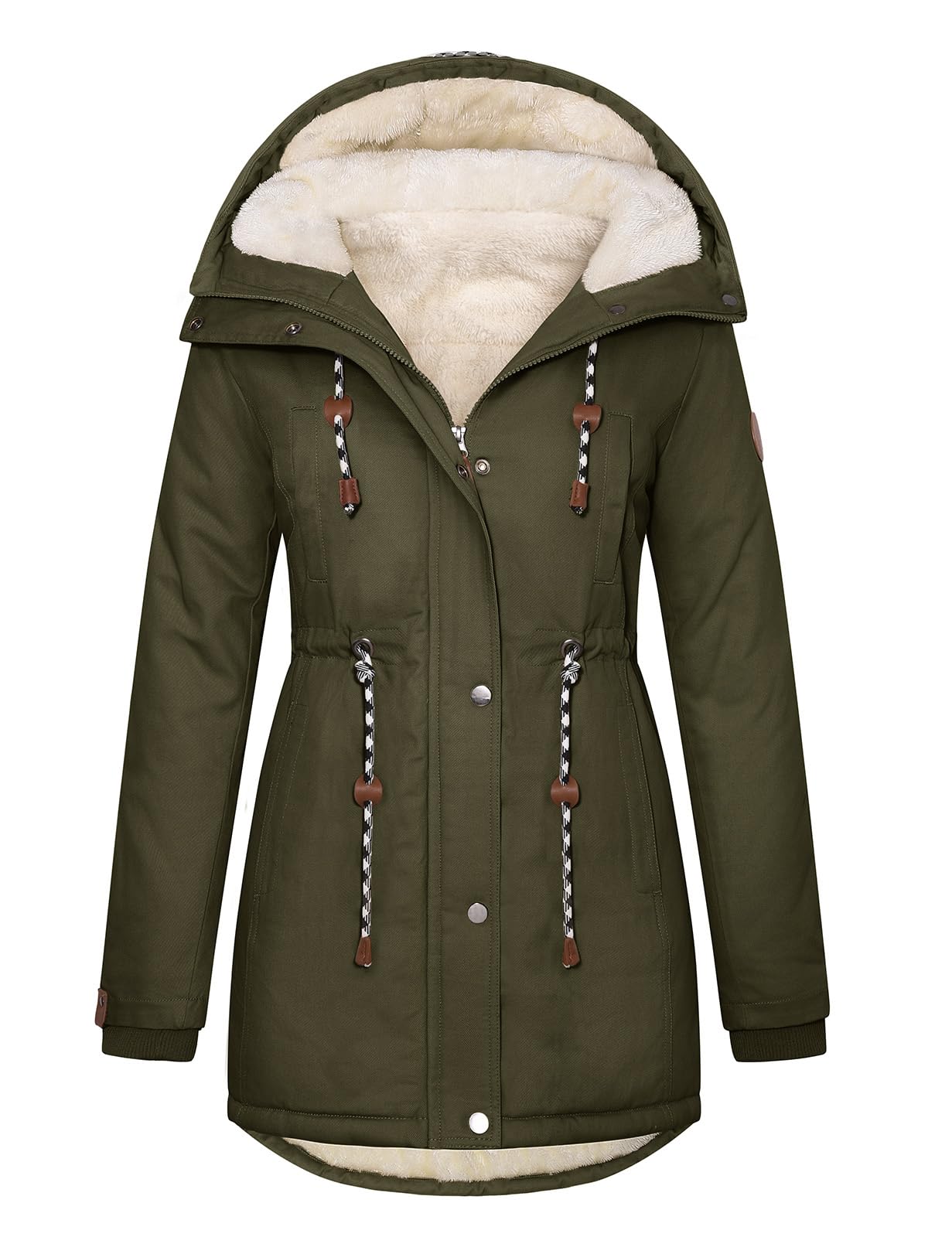 TOMEEK Abrigo Mujer Parka Largo con Capucha Chaqueta Mujer Invierno de Piel Gruesa con Bolsillos Térmica Cremallera Abrigos Cazadora Cálido Parkas Mujer Invierno