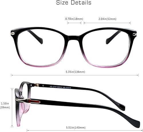 Miniatura 3 de VisionGlobal - Lentes de bloqueo de luz azul para mujereshombres, antifatiga ocular, lectura de computadora, gafas de TV, elegante marco cuadrado,