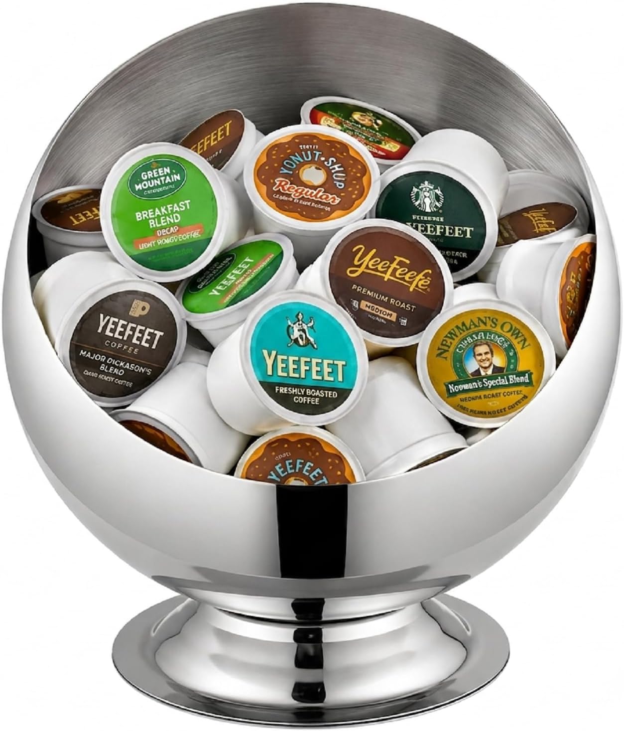 Coffee Pod Holder for Countertop, Stainless Steel Coffee Pod Basket Storage for K Cups, Nespresso Pods, Bartesian Capsule