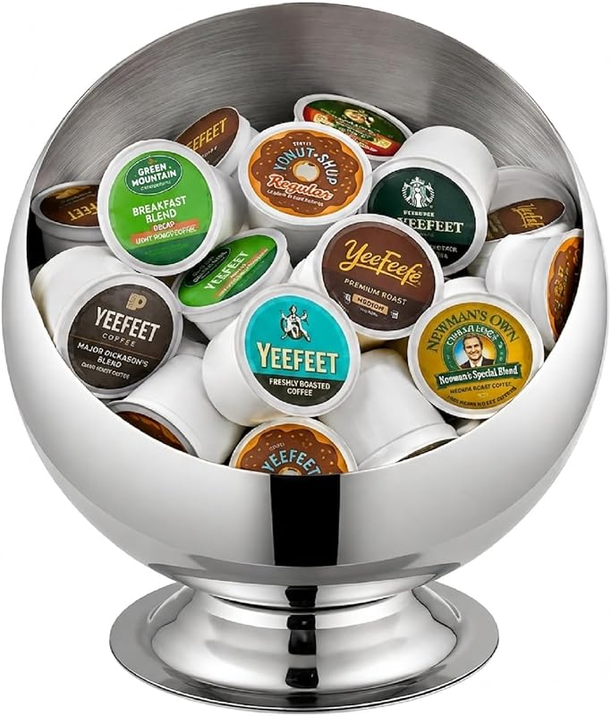 Coffee Pod Holder for Countertop, Stainless Steel Coffee Pod Basket Storage for K Cups, Nespresso Pods, Bartesian Capsule