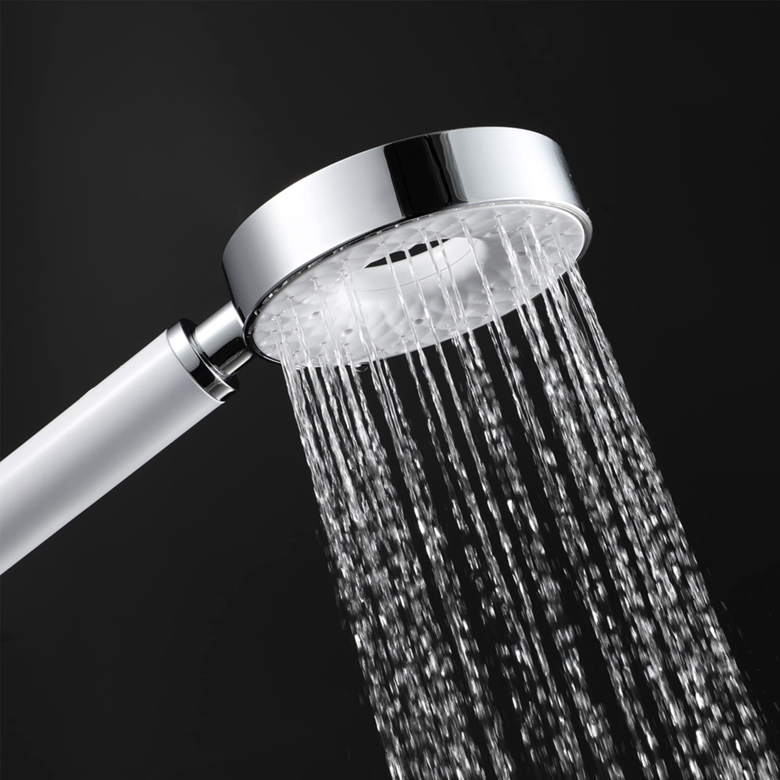 WRIST Cabezal De Ducha De Mano, Cabezal De Ducha De Alta Presión con 3 Modos De Cabezal De Ducha ABS con Manguera De PVC De 59 Pulgadas Y Soporte De Latón,Blanco