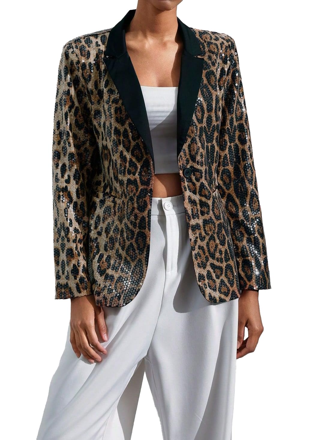 Womens Blazer Cheetah Leopard Blazers Business Casual Work Office Jacket with Pockets