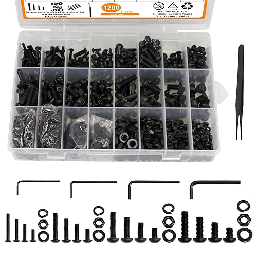 Surtido de 1200 tornillos métricos, surtido de tornillos métricos M3 M4 M5 M6, tornillos, tuercas y arandela, kit surtido de tornillos métricos y