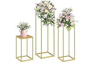 Gold Wedding Centerpieces Vase with 3 Cylinder Pedestal Stands