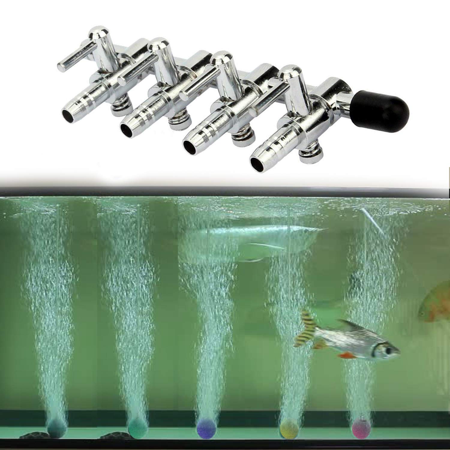 Venus Aqua Stainless Steel Aquarium Air Regulator Valve Fish Tank Air Line Divider Control Valve with 10 Meters Air Flow Tube Pipe and Five Airstones (4 Outlet) (B07PN9BWP6) Amazon Price History, Amazon Price Tracker