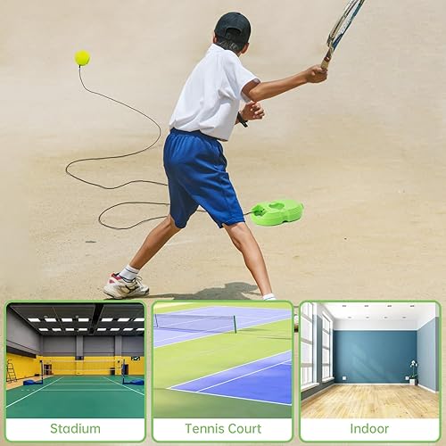 Miniatura 7 de Pelota de rebote de tenis con 3 bolas de cuerda, equipo de entrenamiento de tenis solo para práctica personal, herramientas de entrenamiento de
