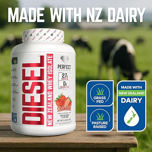 Miniatura 3 de PERFECT SPORTS Diesel 100% Proteína Aislada de Suero de Nueva Zelanda Endulzada con Stevia, Sin Ingredientes Artificiales, Keto 0g Carbohidratos,
