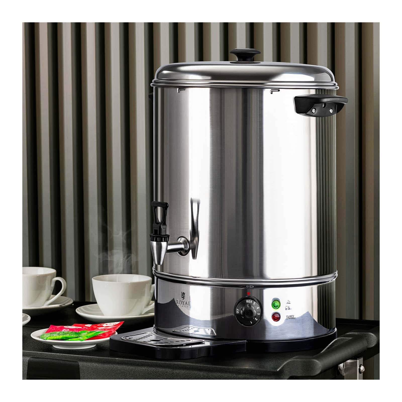 Royal Catering RCWK 30A Glühweinkocher Heißgetränkeautomat 26 L - 30 L 2500 W Edelstahl Abtropfschale Teemaschine Glühweintopf Glühweinkessel Heißwasserspender Heißgetränkespender Wasserkocher