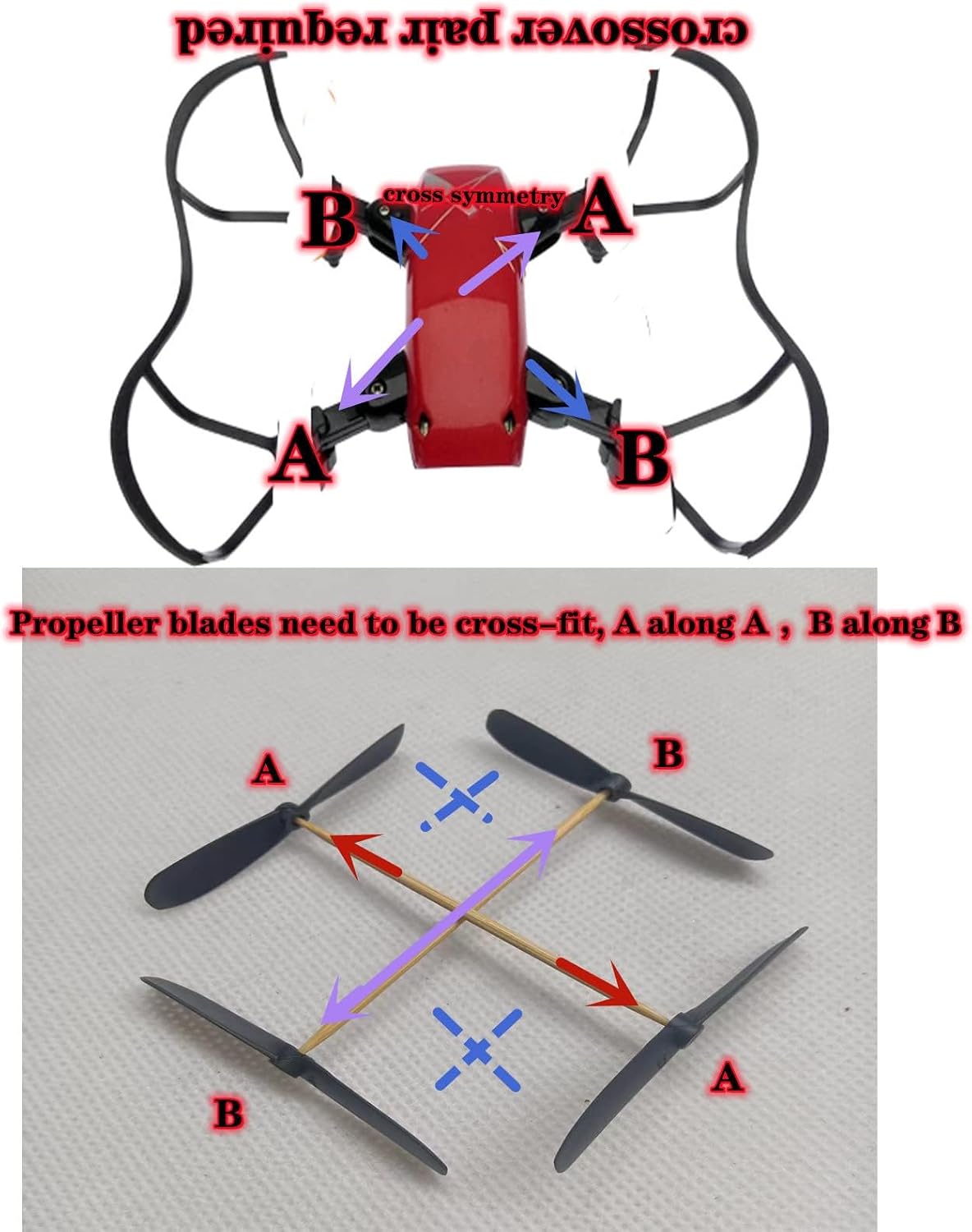 skrnrhrery The Propeller Blades, UAV Propeller Used to Remote Control The Glider Special Nylon 46 Mm Blade Shaft 0.8 Mm of Positive and Negative Mini UAV Propeller Aircraft Parts