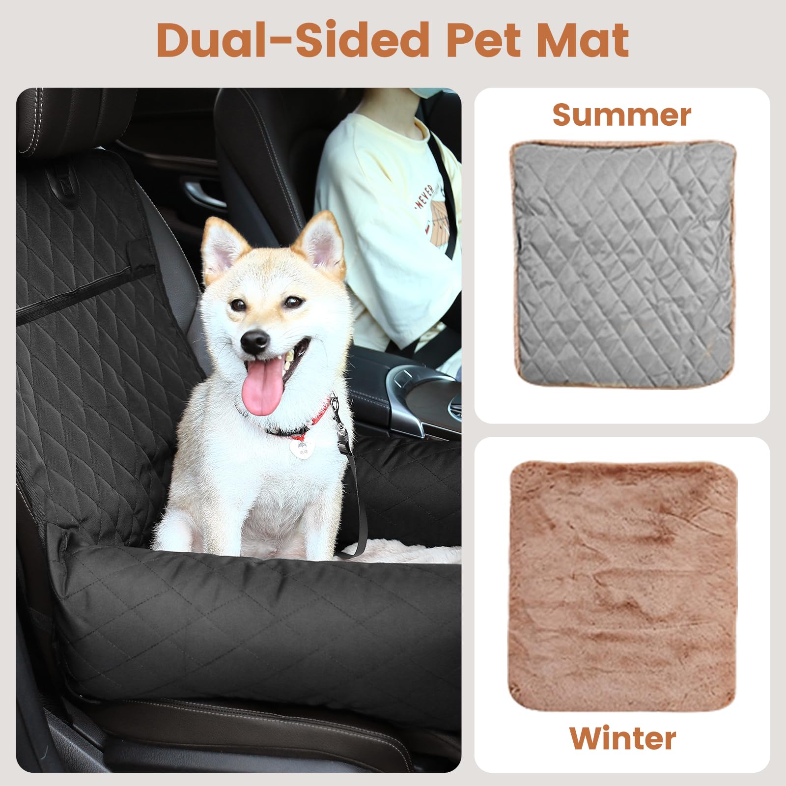 HAPPY HACHI Legowisko dla psa Pokrowiec na fotel samochodowy Pet Car Booster Seat 2 w 1 Front Back Protector Pet Lookout Przenośny fotelik samochodowy Travel Carrier z grubą budą i paskiem bezpieczeństwa