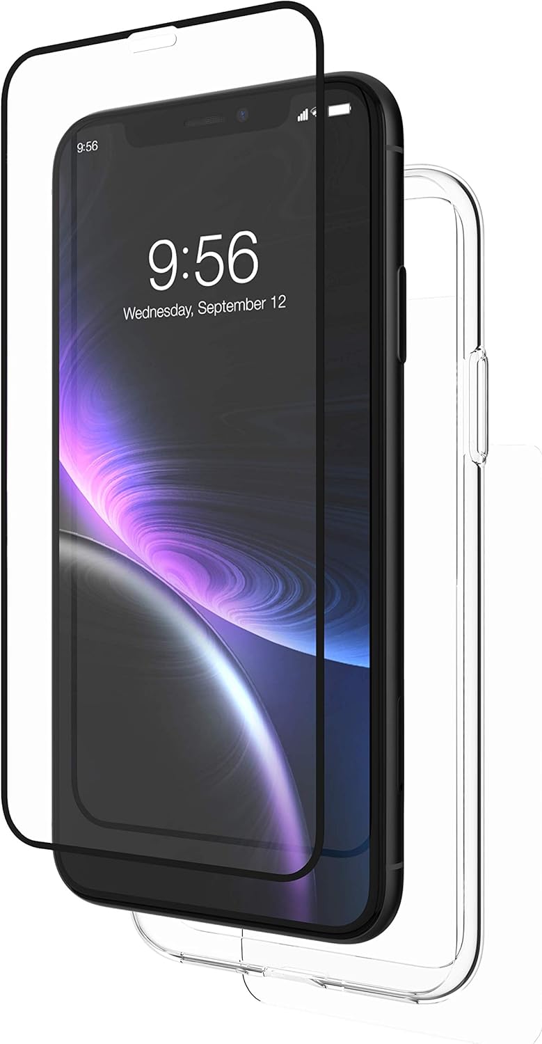Super Cheap 🛒 ZAGG InvisibleShield Glass+ 360 - Front + Back Screen Protection with Side Bumpers Made for Apple iPhone XR - Black, Clear
