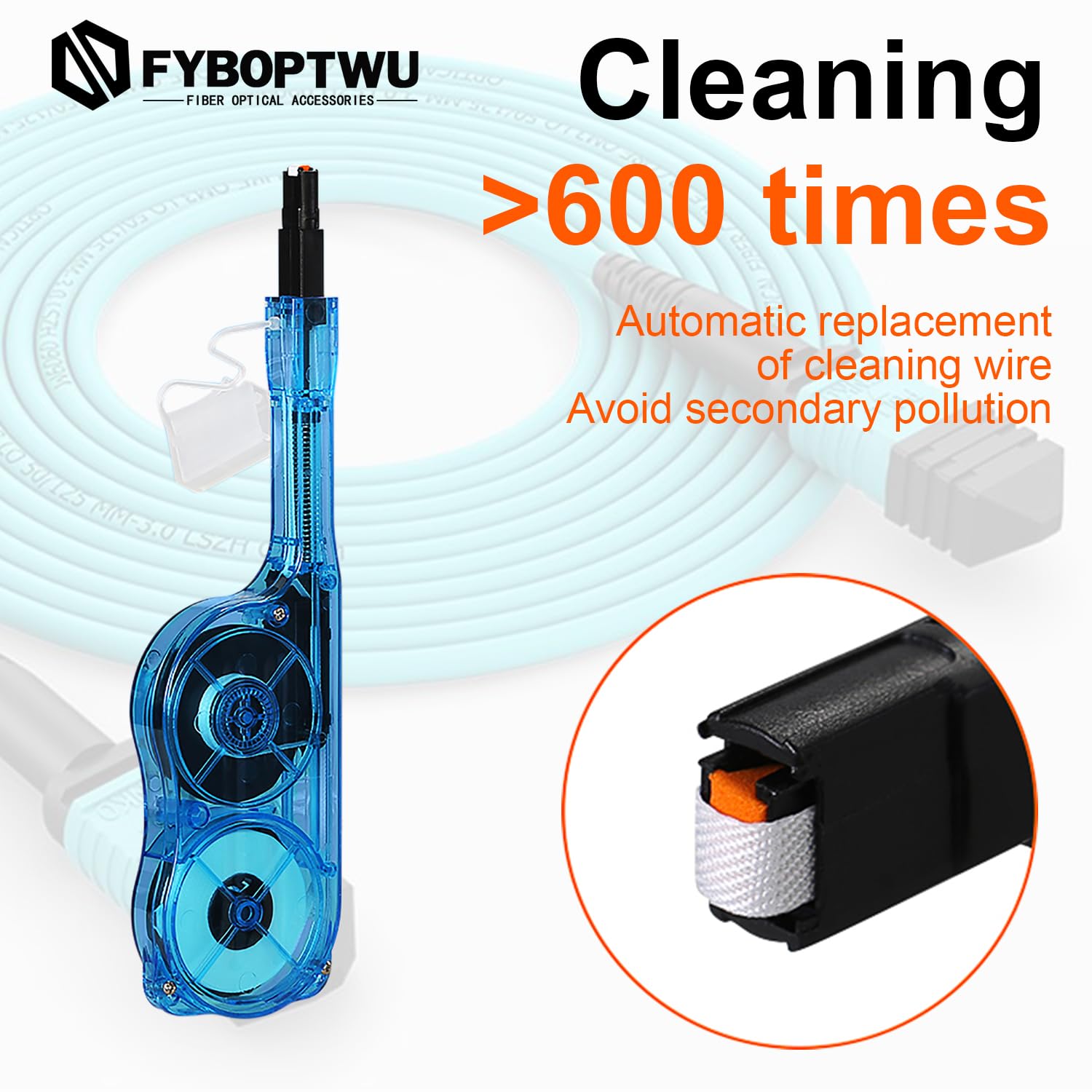 fyboptwu - 2 Packs Fiber Optic Cleaner Pen for MTP MPO Connector Fiber Optic Cleaning Tool Cleaner, up to 600 Cleans, Blue