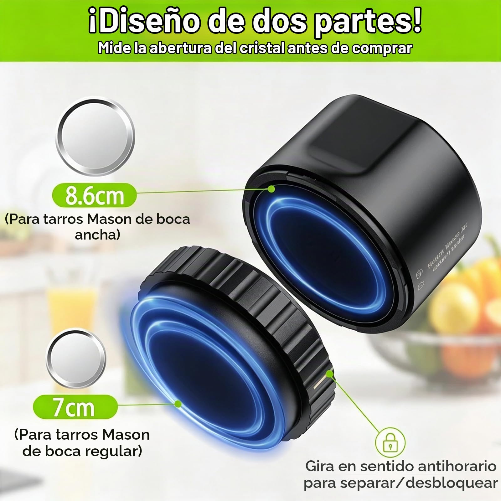 Domigrad Envasadora al Vacío para Tarros Mason Eléctrico con Pantalla LED | Kit de Conservación de Alimentos con 10 Tapas y Abrebotellas, Ideal para Conservas y Conservación de Alimentos