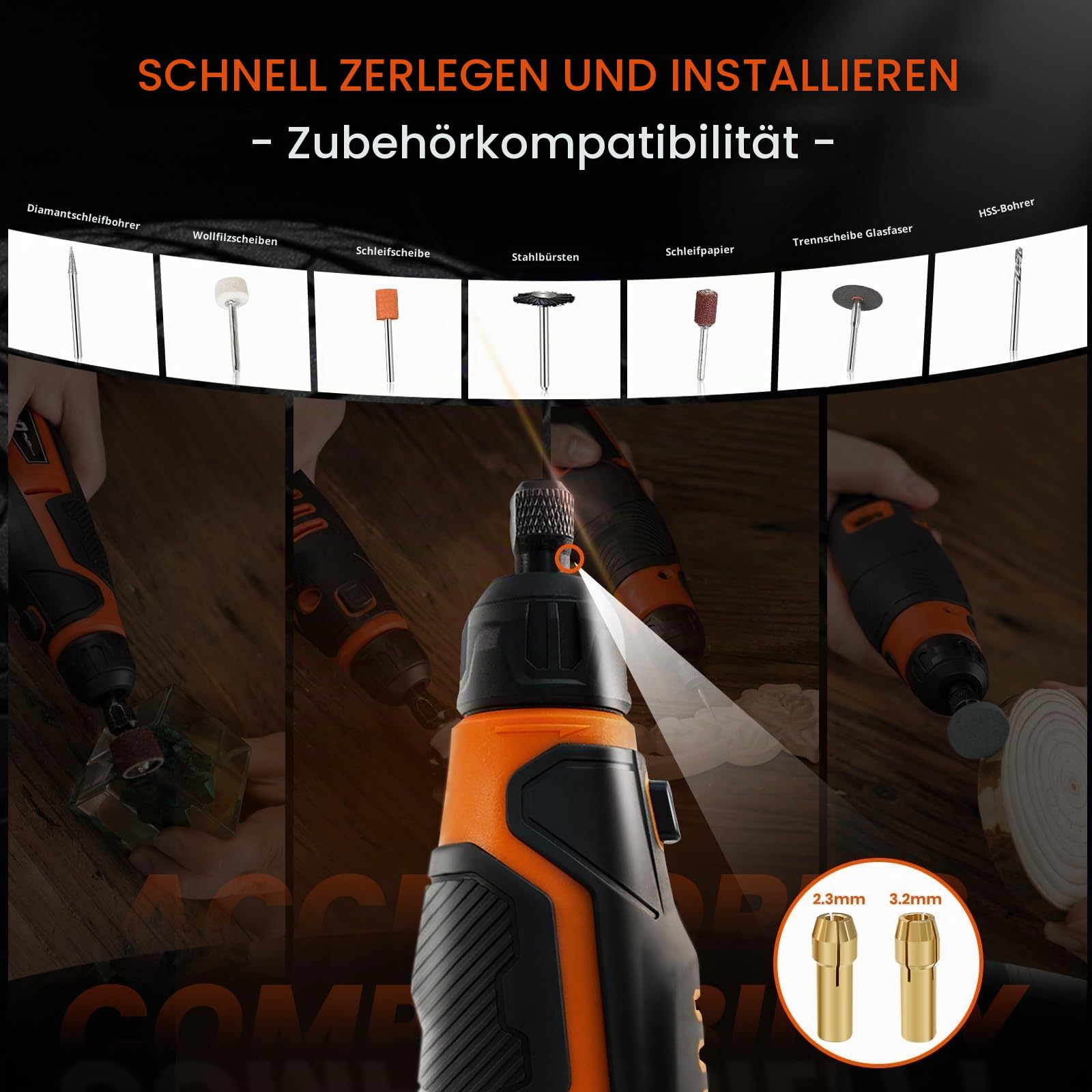 HARDELL Akku Multifunktionswerkzeug 12V, Akku-Rotationswerkzeug mit 5 Variable Geschwindigkeit 30000 U/min Max, Akku Werkzeug Set mit 94 Zubehör für Schnitzen, Polieren, Schleifen, Bohren, Entrosten