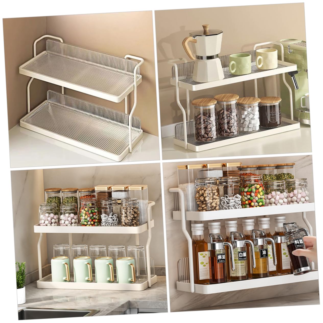 iplusmile Contenitori Spezie Per Cucina Barattoli Da Mobile Organizer Mensola Supporto Appoggio Per Oggetti Facile Accesso e Visibilità