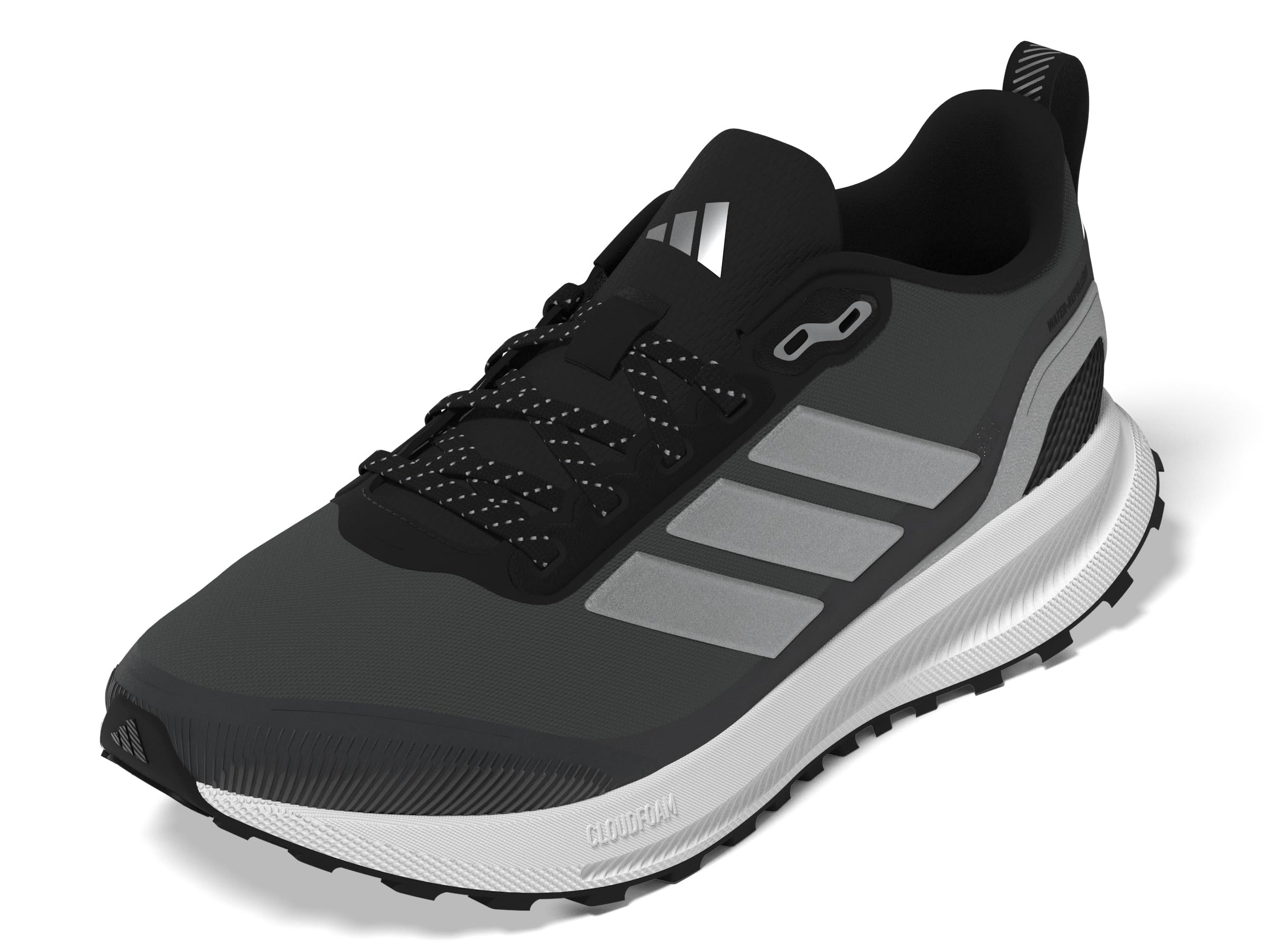 adidas Women's Run Falcon 5 Trail Sneaker, Black/Silver Metallic/Carbon, 7