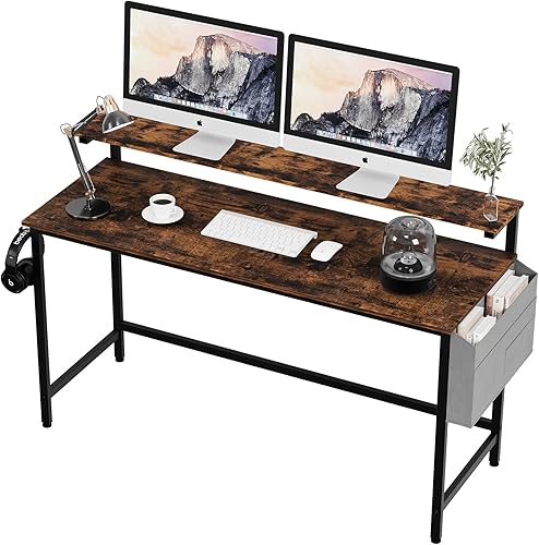 Miniatura 3 de SUNLEI Escritorio para computadora de 47 pulgadas, escritorio de oficina en casa, escritorio de escritura para juegos, escritorio de trabajo grande,