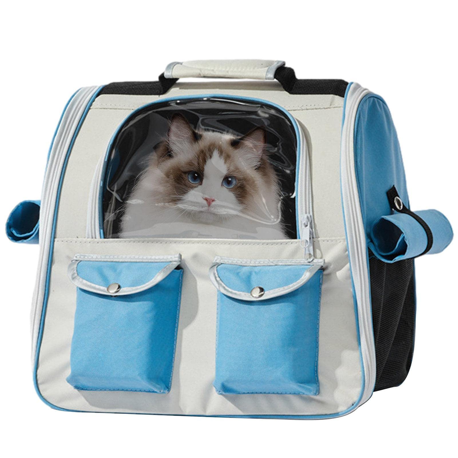 Mochila para Perros | Mochila Transpirable para Mascotas - Cómodo transMascotas con múltiples Bolsillos para Gatos pequeños y medianos Que viajan, Hacen Senderismo y Hmltd
