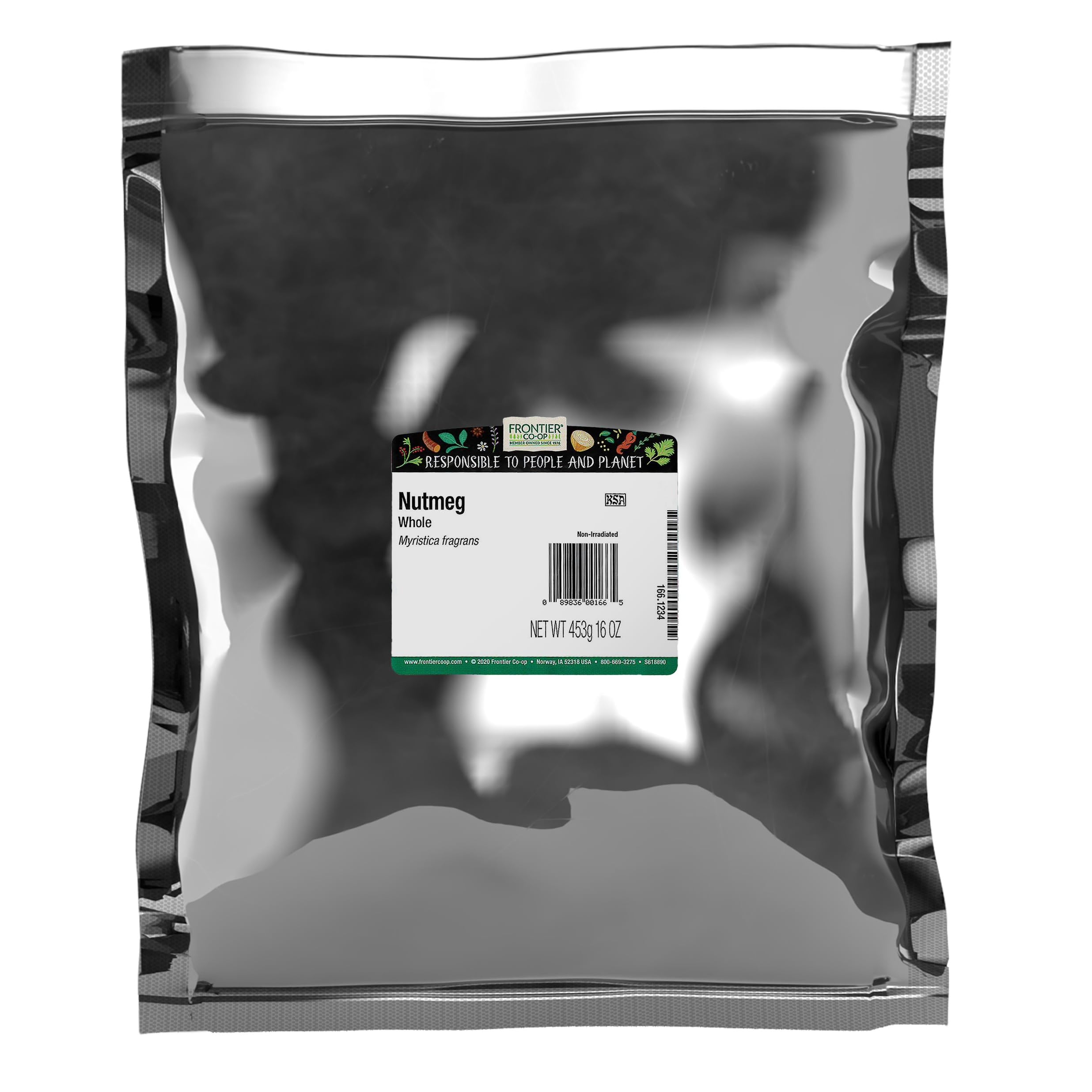 Frontier Co-op Whole Nutmeg, 1-pound Bulk Bag, Aromatic, Subtly Spicy-Sweet Flavor, Kosher, No GMO, No ETO
