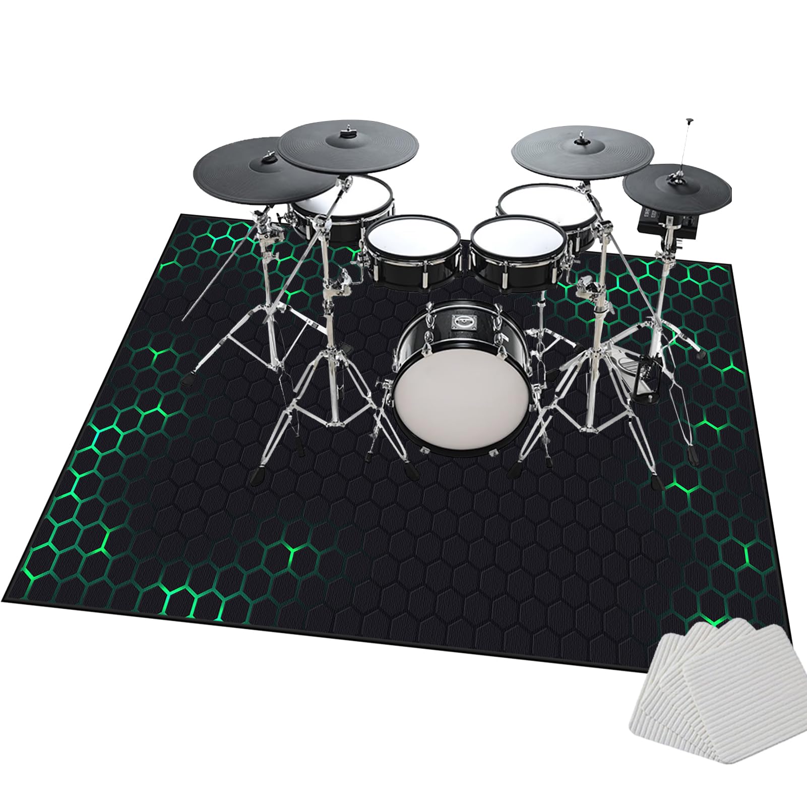 Tappeto per Batteria Insonorizzato | Tappeto Professionale per Batteria e Strumenti a Percussione Elettronici per Grancassa Rullante e Altri Strumenti | Tappeto per Batteria Acustica 200 x 180 cm