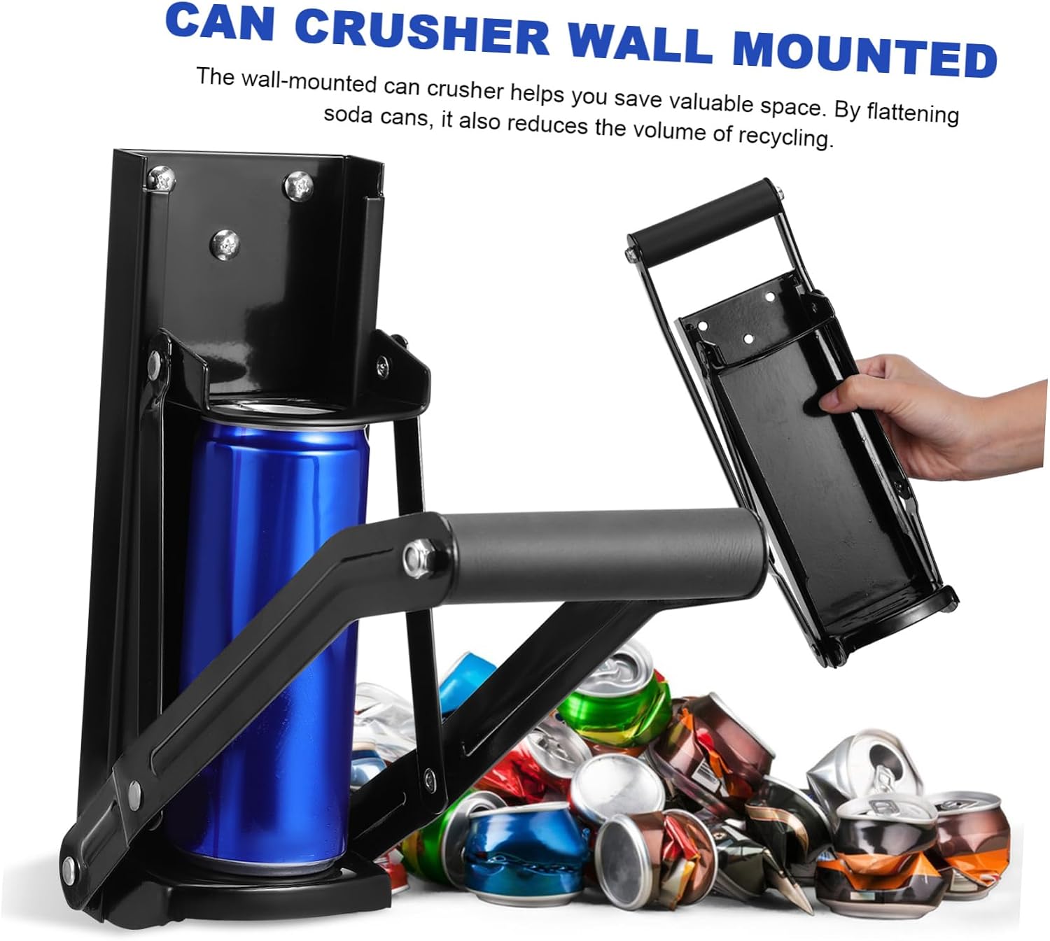 Healifty Can Crusher Wall Mounted Heavy Duty Smasher Bottle Opener for Recycling Stainless Steel Design for Easy Use and Enhanced Grip for Soda and Beer Cans