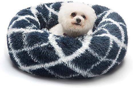 Amazon Co Jp 屋内ドーナツ犬用ベッド 小型犬用の洗える丸い犬用ベッド 犬と猫用の超ソフトフェイクファーカドラーベッド小中型 防水滑り止め底付き猫用クッションベッド ペット用品