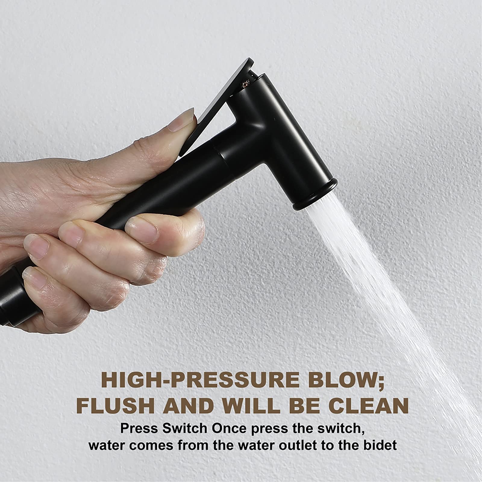 Ducha Bidet, Pulverizador de Bidé de Mano Latón Rociador de Bidé de Mano Pared Juego de Pulverizador de Bidé con Soporte Ducha y Manguera Ducha 1.2m, para Higiene Personal,Negro